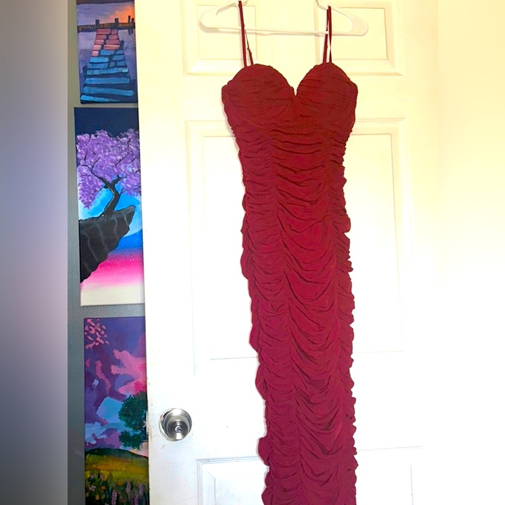 Red elegant midi dress size XL